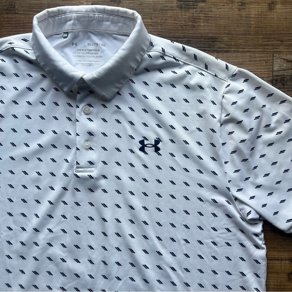 Under Armour Mens Playoff Polo White/ Navy Design Golf Shirt Performance Size XL - Picture 4 of 8